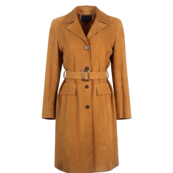 vtg fine suede coat jacket red beige womens sz 6 retro old money